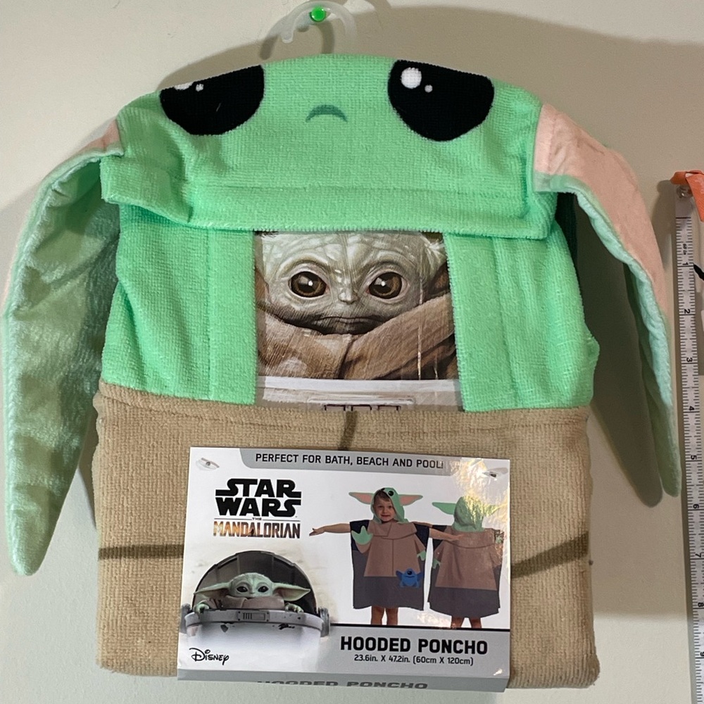 Disney Star Wars Mandalorian Baby Yoda Kids Hooded Poncho Bath Beach Pool 3t up
